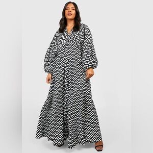 NWT Plus size 22 BooHoo Geometric Black and White Maxi Dress